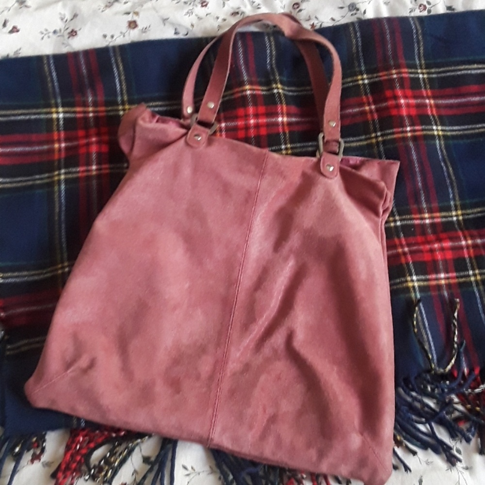 Pink suede Anthropologie bag